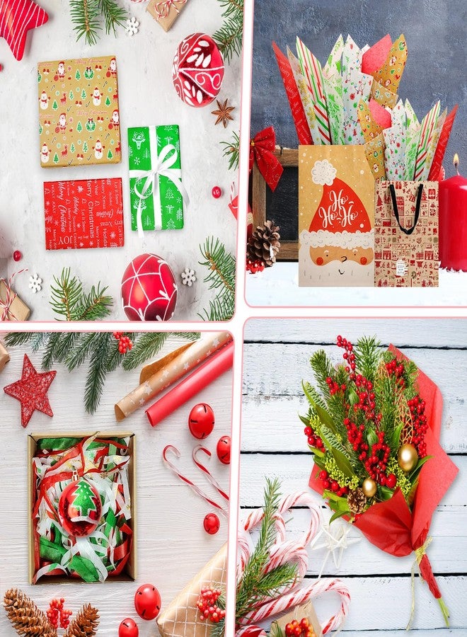AORZIT 100 Pcs Christmas Tissue Paper for Gift Bags 20" x 20", AORZIT Christmas Wrapping Tissue Paper Assorted 10 Design for Xmas Gift Bags DIY Crafts Holiday Decor Packaging Party Supply - Image 3